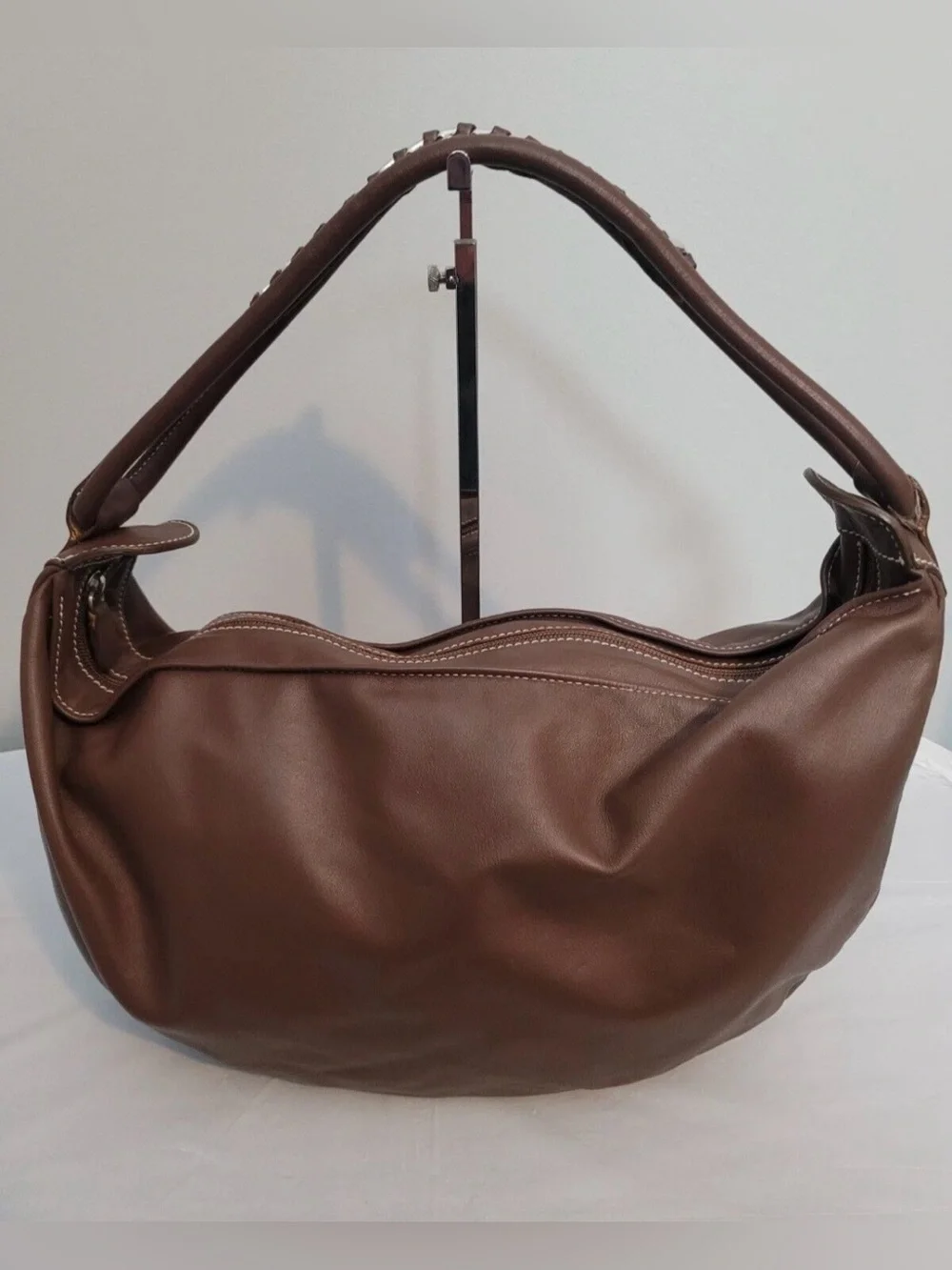 Oki-Doki Brown Faux Leather Hobo Shoulder Bag Made in Italy